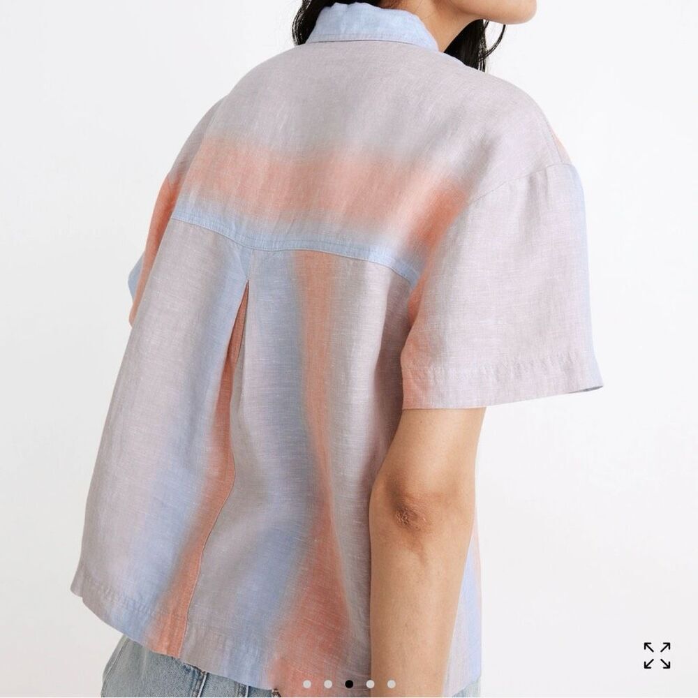 Madewell Linen Beachside Shirt in Ombré Stripe XL NWT - Picture 2 of 8